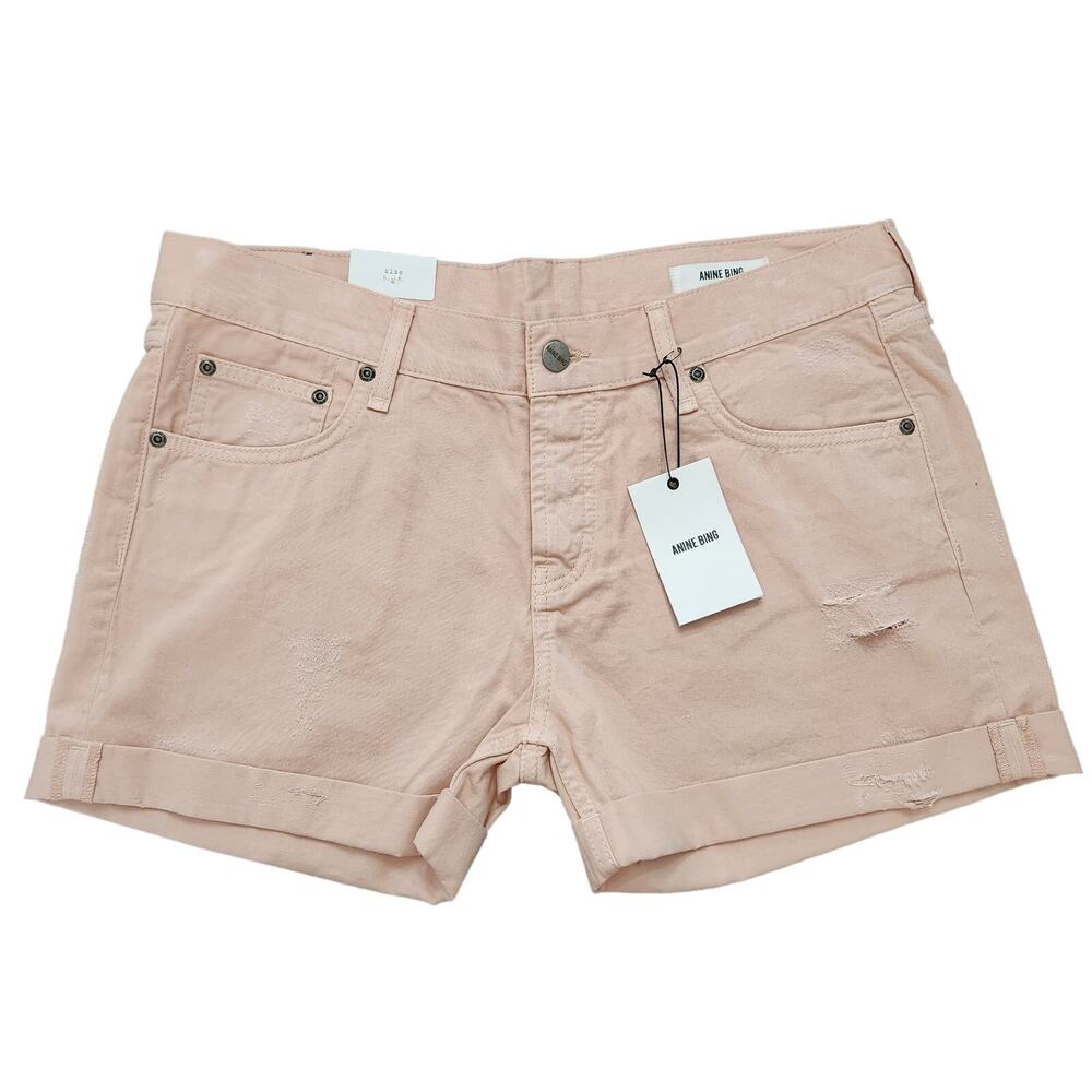 NWT Anine Bing Pink Denim Shorts Size Medium